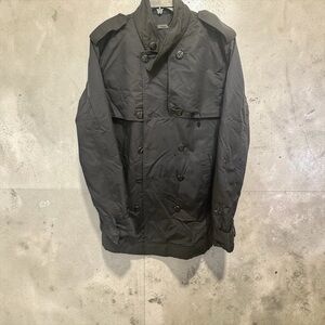 Men's Charcoal Double-Breasted Military Jacket